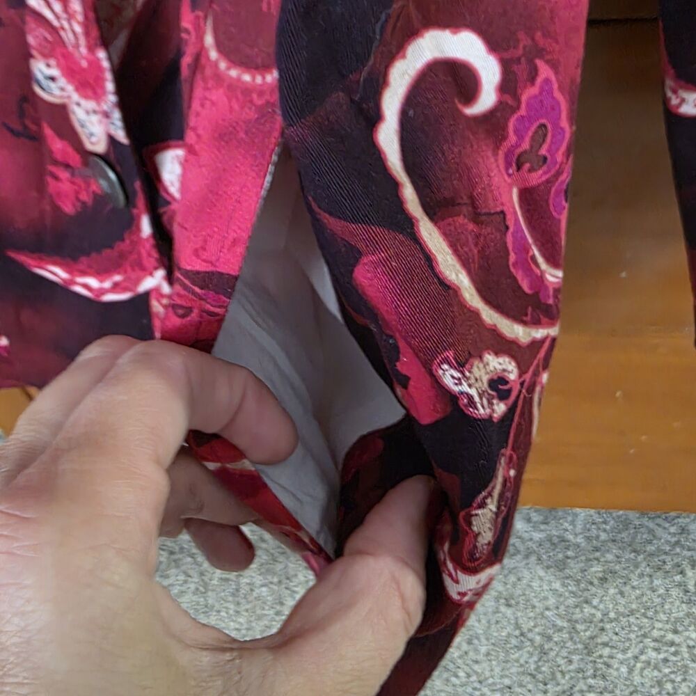 Chico's Red & Black Floral Print Button Front Blazer - Picture 6 of 7